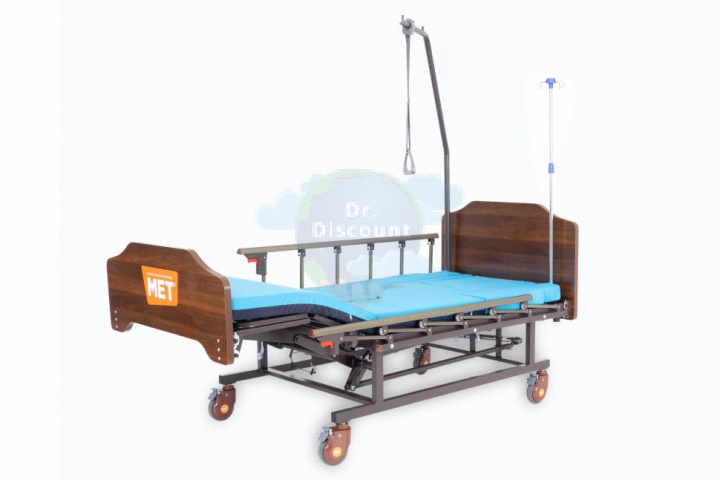 МЕТ REMEKS Медицинская кровать для ухода за лежачими больными с переворотом, туалетом и матрасом (управление справа)