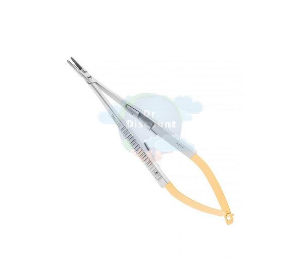 Микроиглодержатель Castroviejo, прямой, с замком, длина 14,5 см
