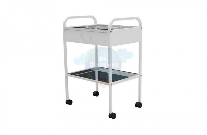 Столик медицинский инструментальный СМИ-02-01 (Материал полок - Нержавеющая сталь, Комплект колес - Пластиковые колеса)